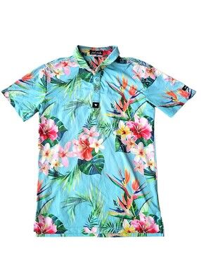Bad Birdie Tropical Golf Polo Short Sleeve Womens Large